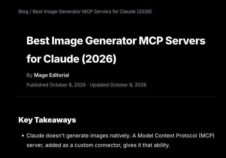 Zrzut porównania serwerów MCP do obrazów w Claude z bloga Mage