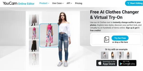 Interfejs YouCam Clothes Changer i Virtual Try-On ze źródłowego porównania